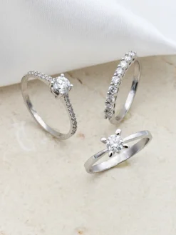 Solitario Luar Diamante 0,30ct E-VS IGI Oro Blanco 18K
